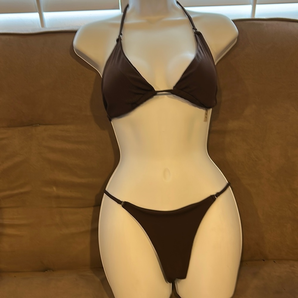 Bikini clear out brown thong bikini medium excellent condition